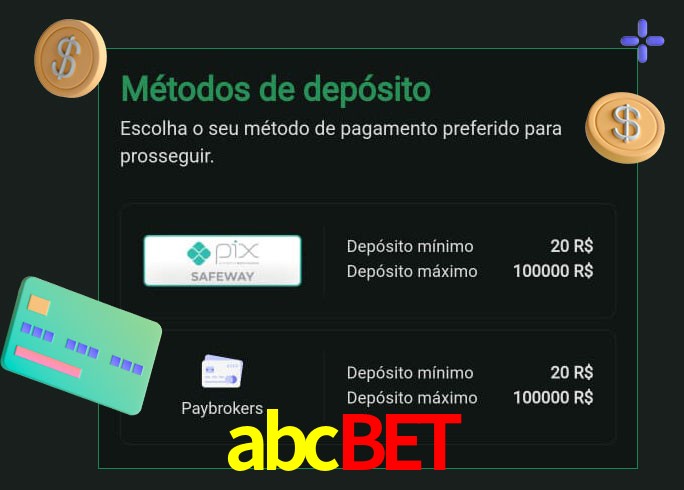 O cassino abcbet oferece uma grande variedade de métodos de pagamento